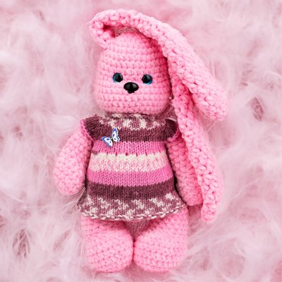 Мягкая игрушка "Заяц розовый" 0128 фото