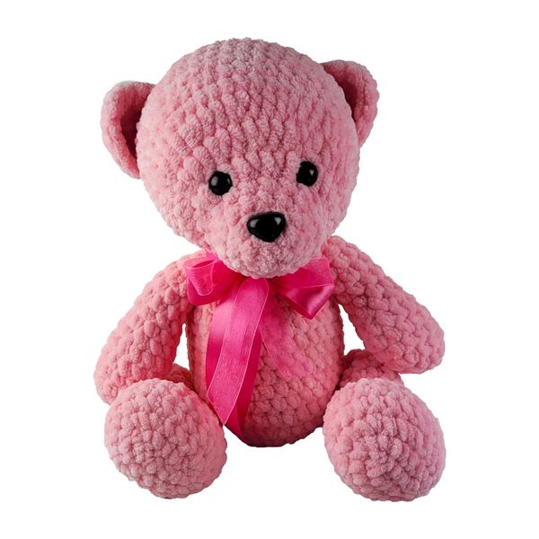 М'яка іграшка "Ведмідь рожевий з бантом" 0123 фото