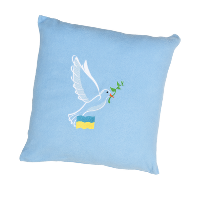 Декоративна подушка блакитна з вишивкою патріотична 0217 фото